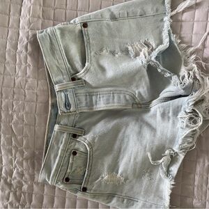 Levi Light Blue Distressed Denim Shorts